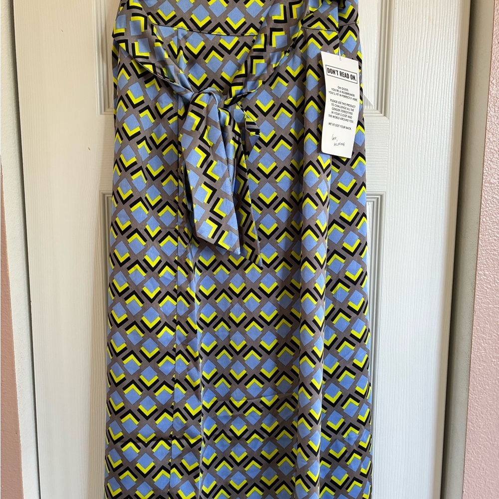 Wildfang Blue and Yellow Geometric Wrap Around Skirt NWT Size 2X